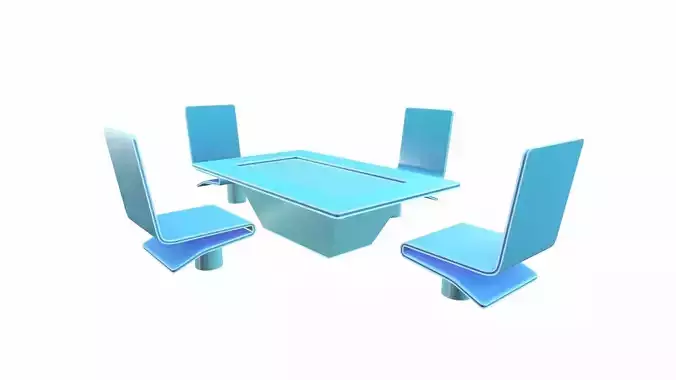 Glass Meeting Table and Chair Set