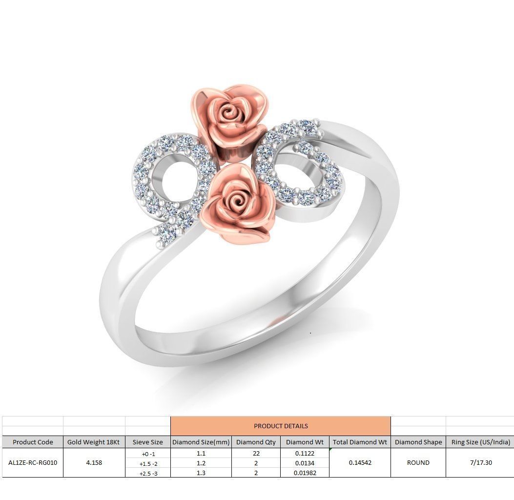 Diamond Rose Ring RG10 3D print model_4
