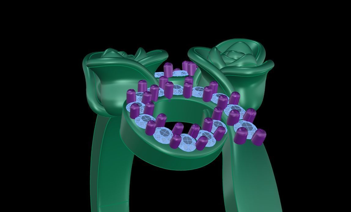 Diamond Rose Ring RG10 3D print model_7