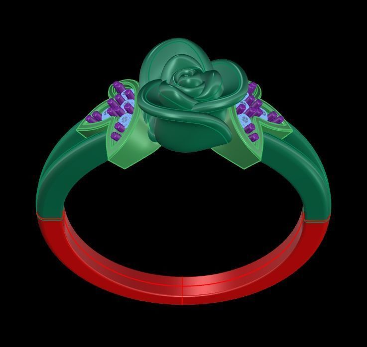 Diamond Rose Ring RG11 3D print model_9