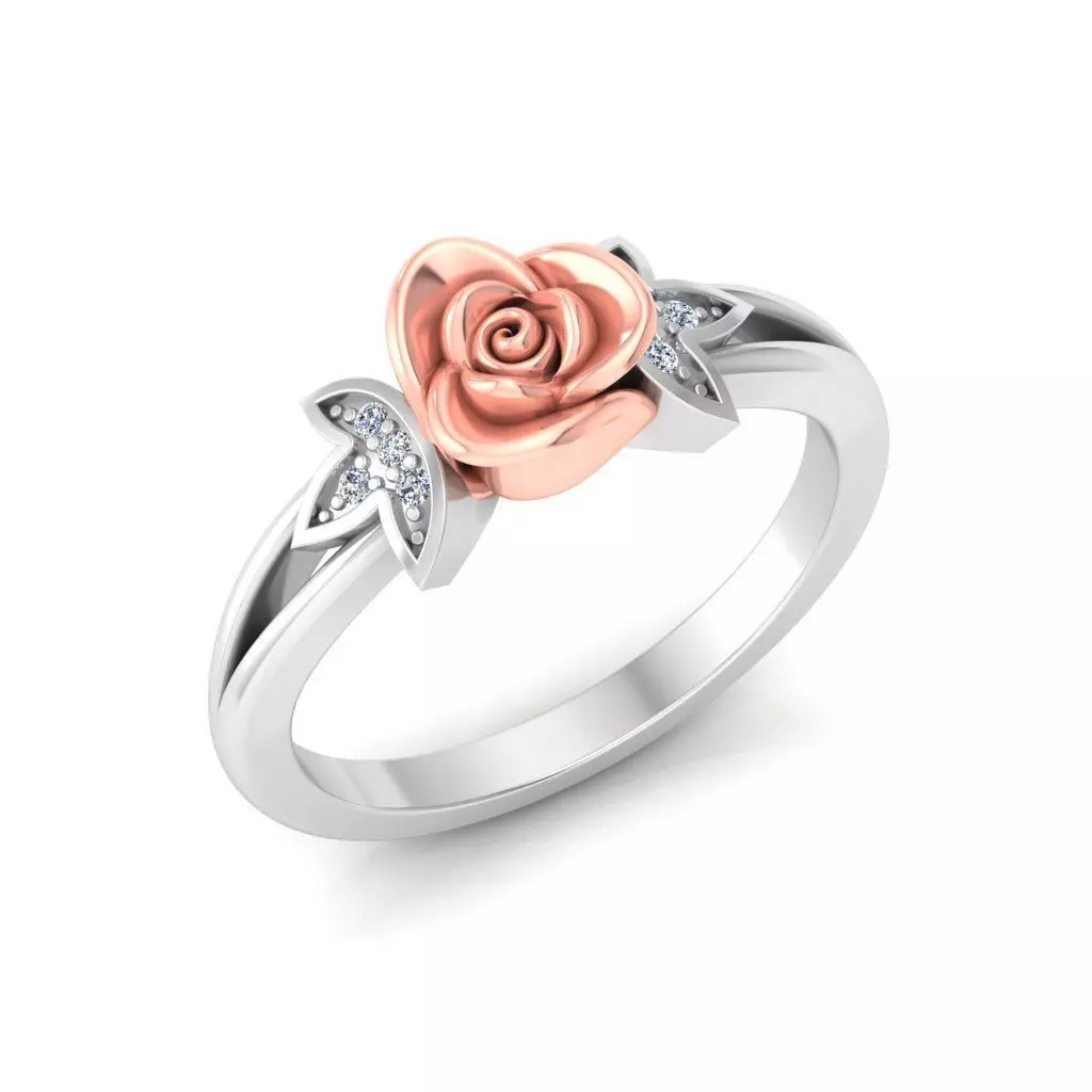 Diamond Rose Ring RG11 3D print model_0