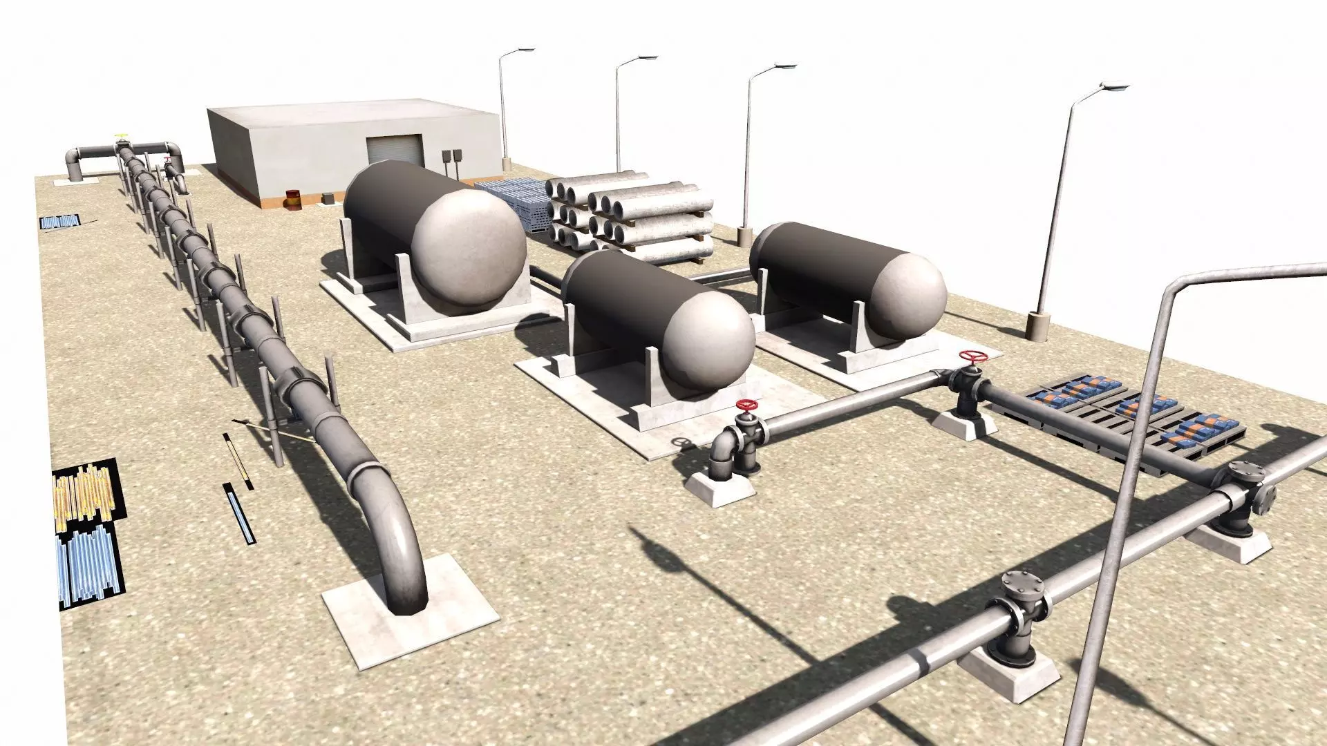 Detailed Refinery Collection Low-poly 3D model_0