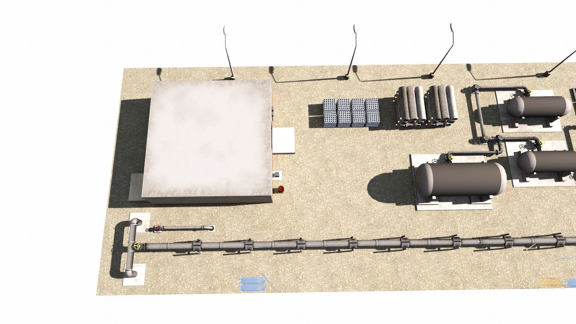 Detailed Refinery Collection Low-poly 3D model_4