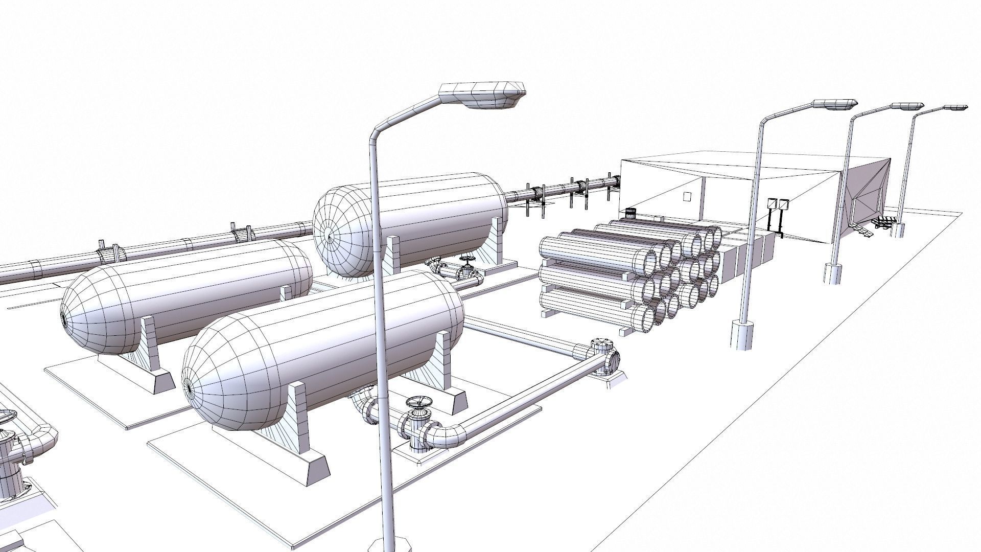 Detailed Refinery Collection Low-poly 3D model_8
