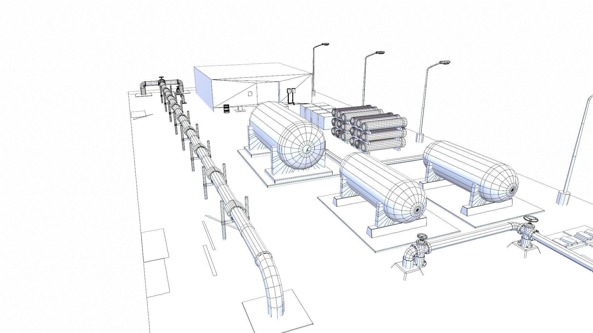 Detailed Refinery Collection Low-poly 3D model_9