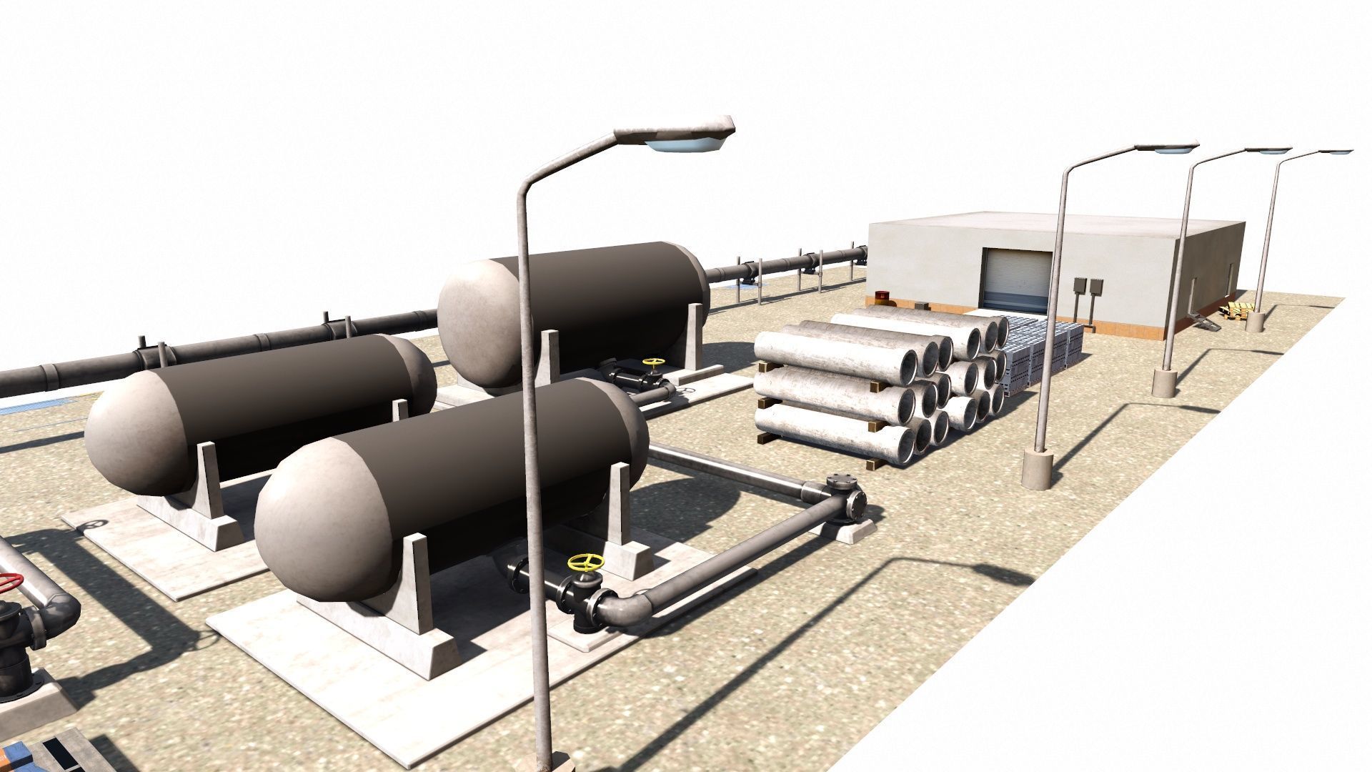 Detailed Refinery Collection Low-poly 3D model_7