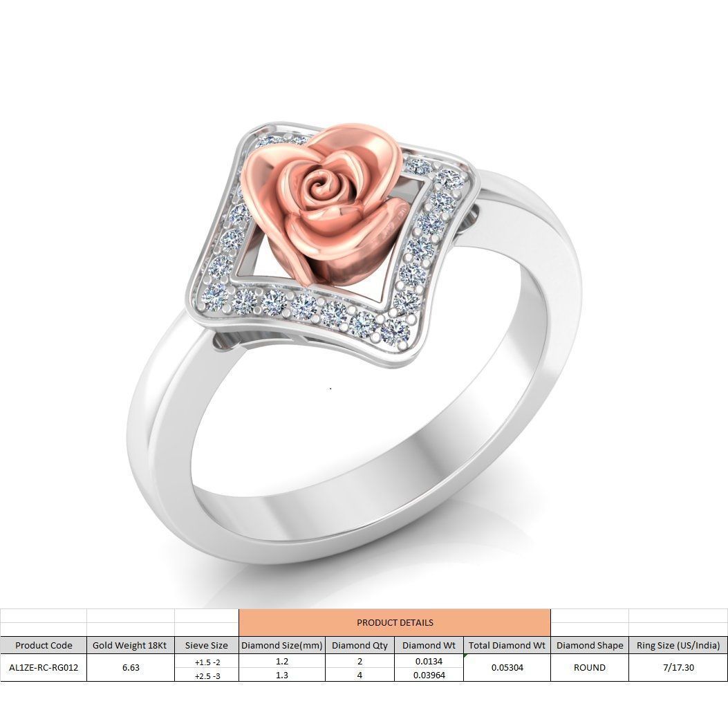 Diamond Rose Ring RG12 3D print model_10