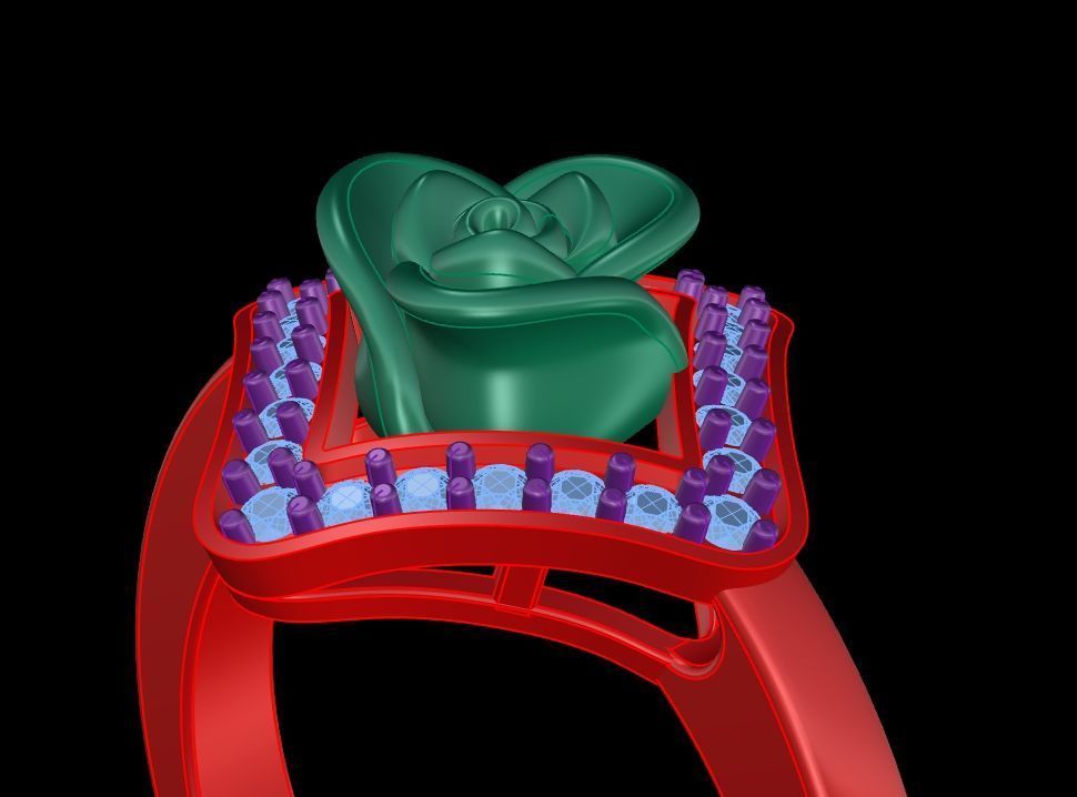 Diamond Rose Ring RG12 3D print model_6