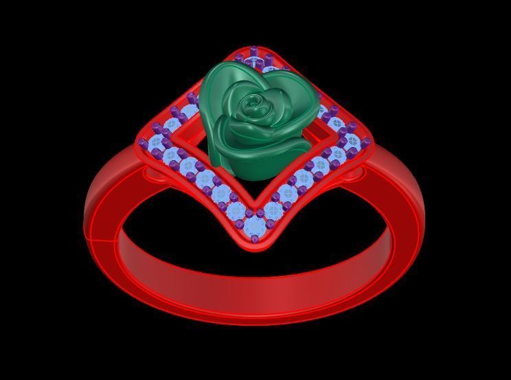 Diamond Rose Ring RG12 3D print model_9