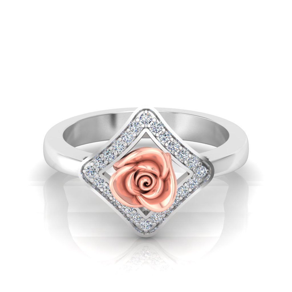 Diamond Rose Ring RG12 3D print model_1