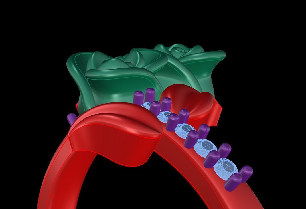 Diamond Rose Ring RG13 3D print model_7
