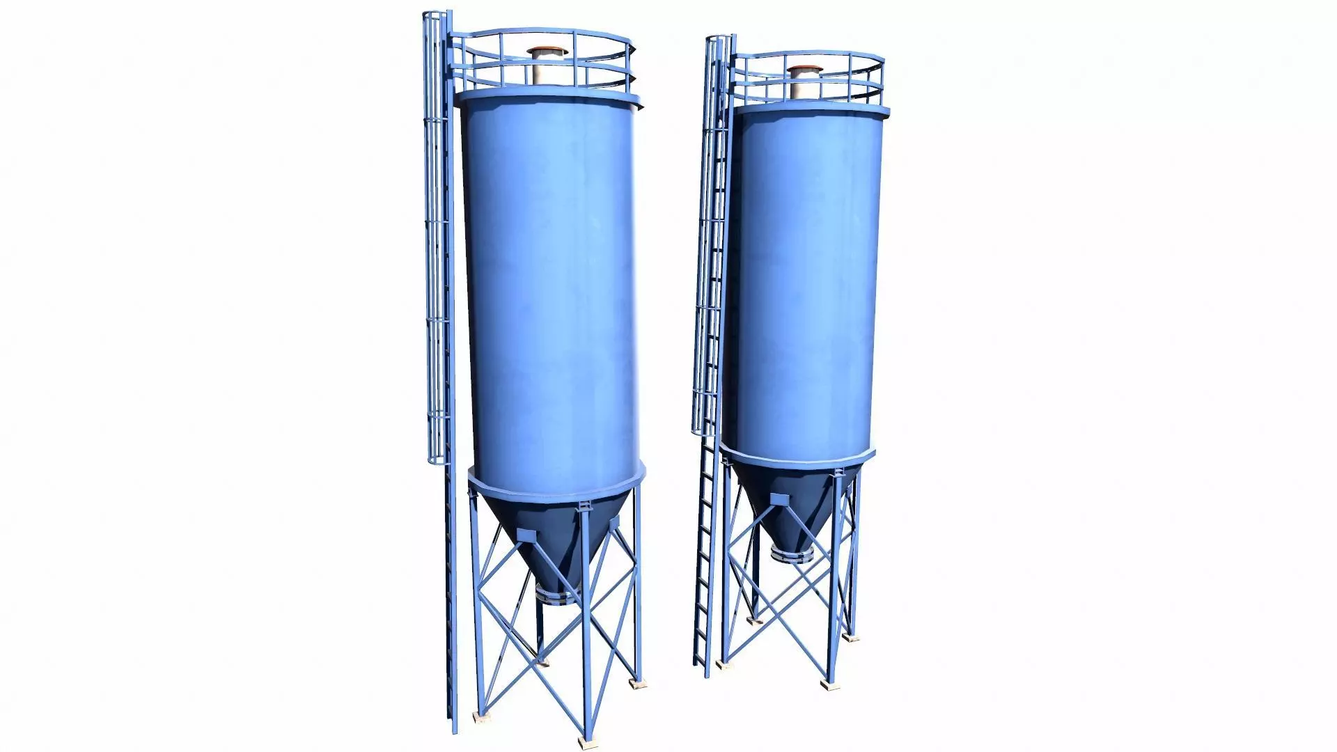 Chemical Silos Low Poly 3d Model Low-poly 3D model_0