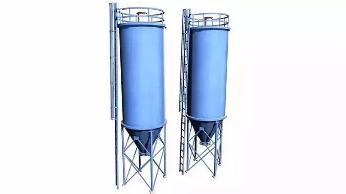 Chemical Silos Low Poly 3d Model Low-poly 3D model