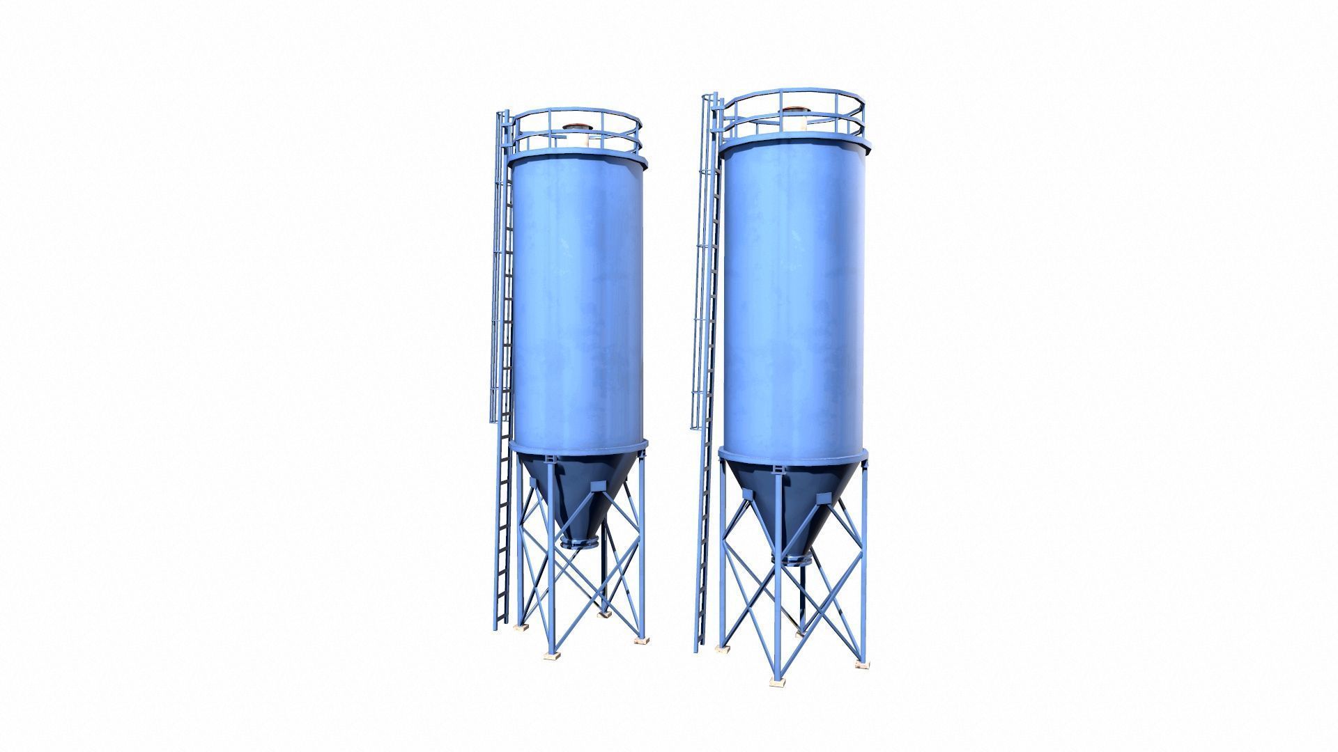 Chemical Silos Low Poly 3d Model Low-poly 3D model_4
