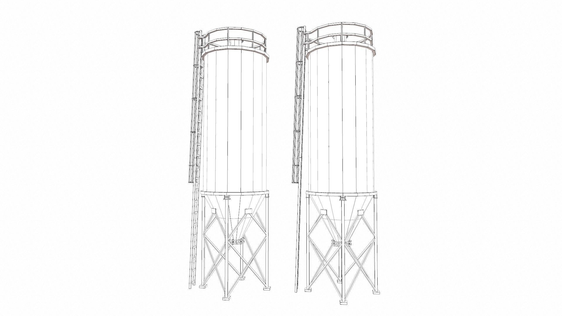 Chemical Silos Low Poly 3d Model Low-poly 3D model_8