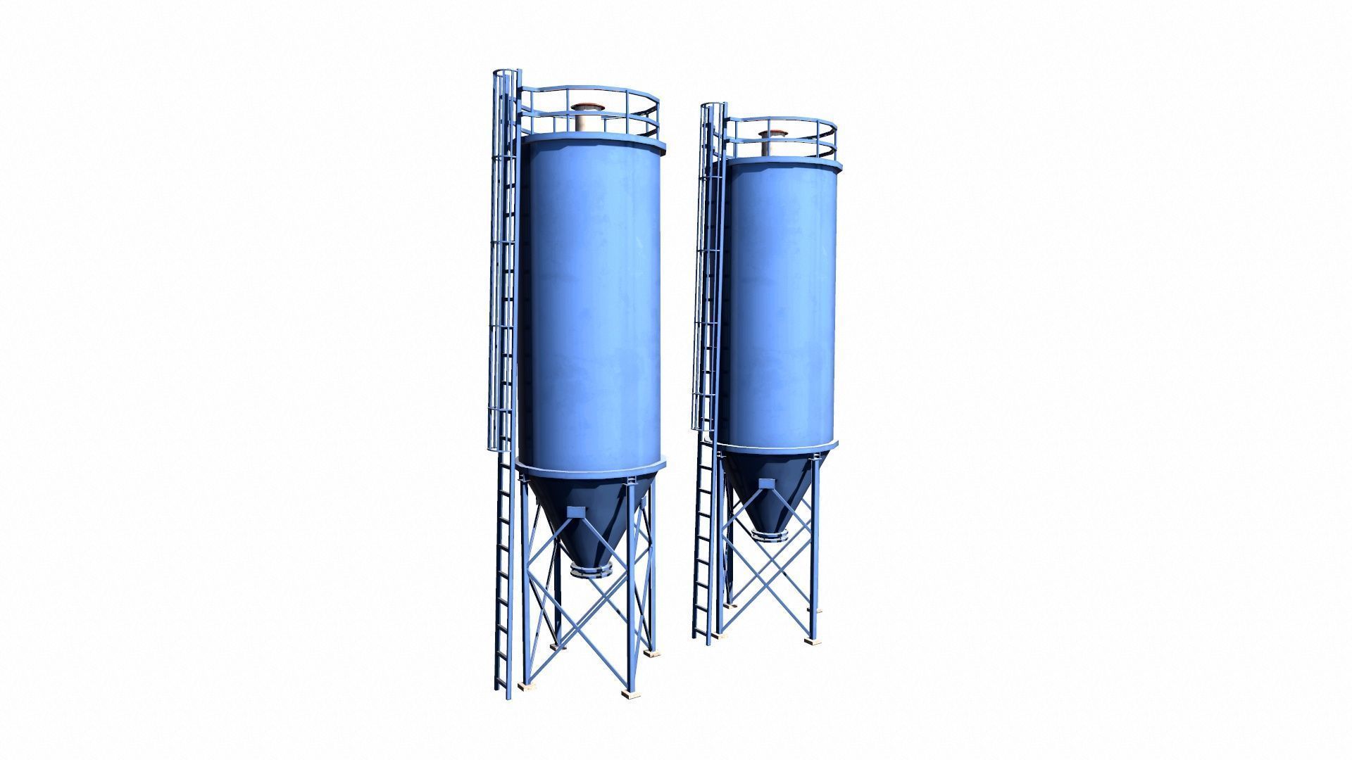 Chemical Silos Low Poly 3d Model Low-poly 3D model_3