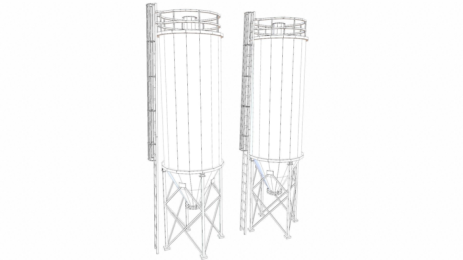Chemical Silos Low Poly 3d Model Low-poly 3D model_7