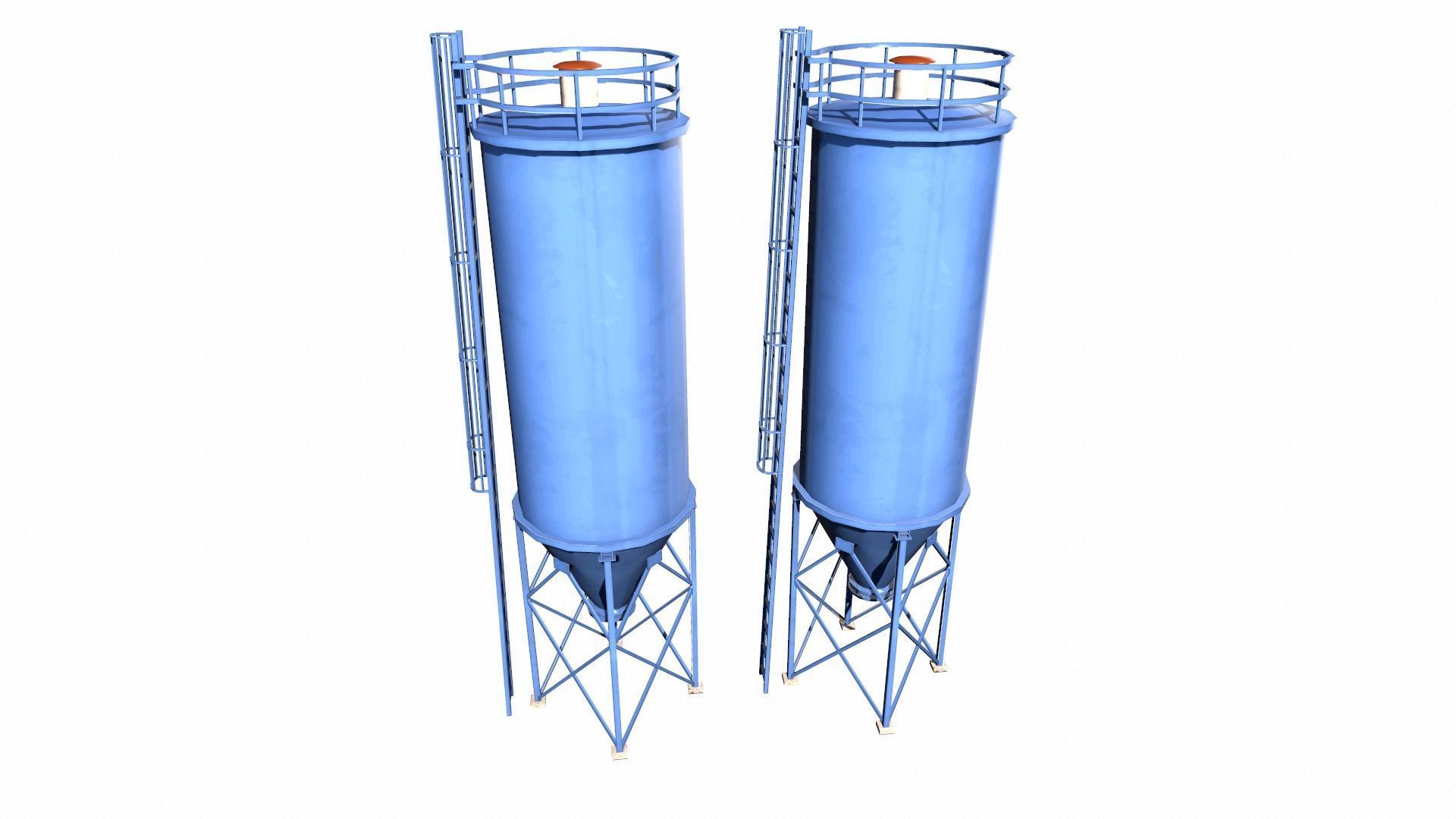 Chemical Silos Low Poly 3d Model Low-poly 3D model_5