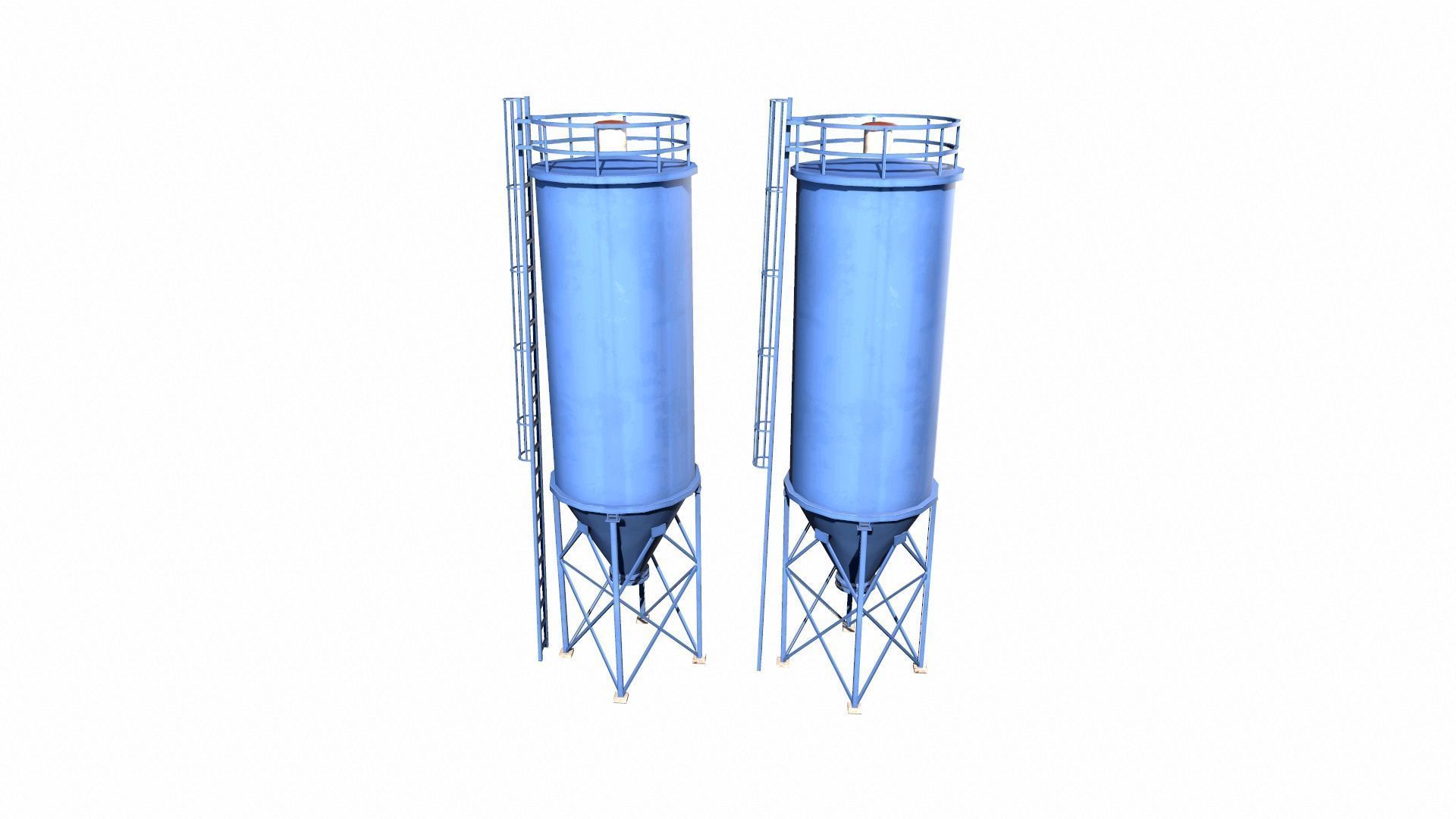 Chemical Silos Low Poly 3d Model Low-poly 3D model_2