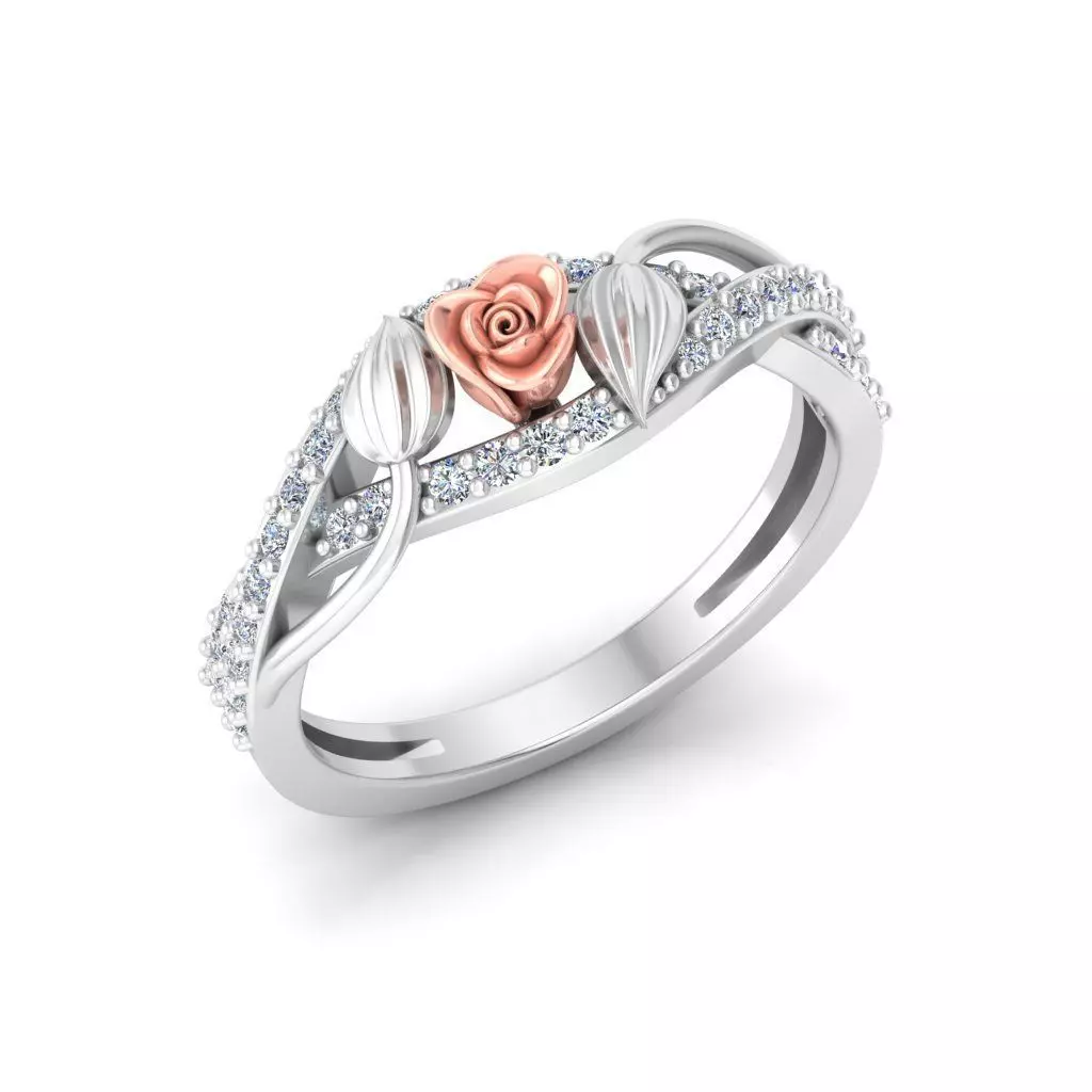 Diamond Rose Ring RG14 3D print model_0
