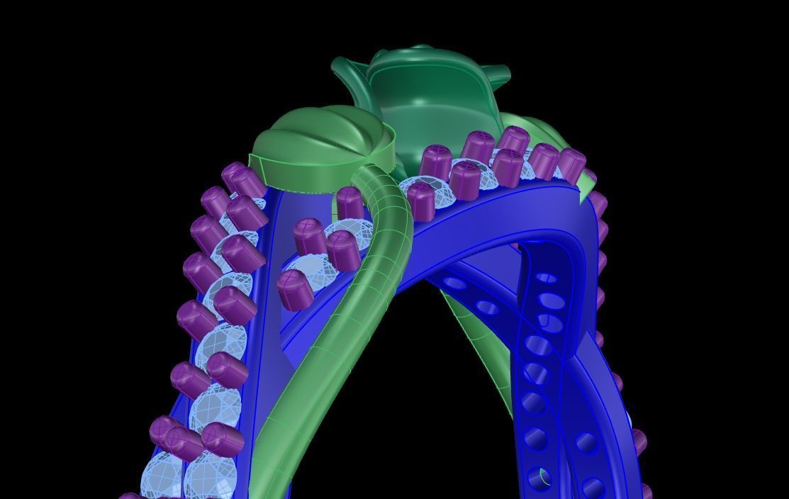 Diamond Rose Ring RG14 3D print model_11