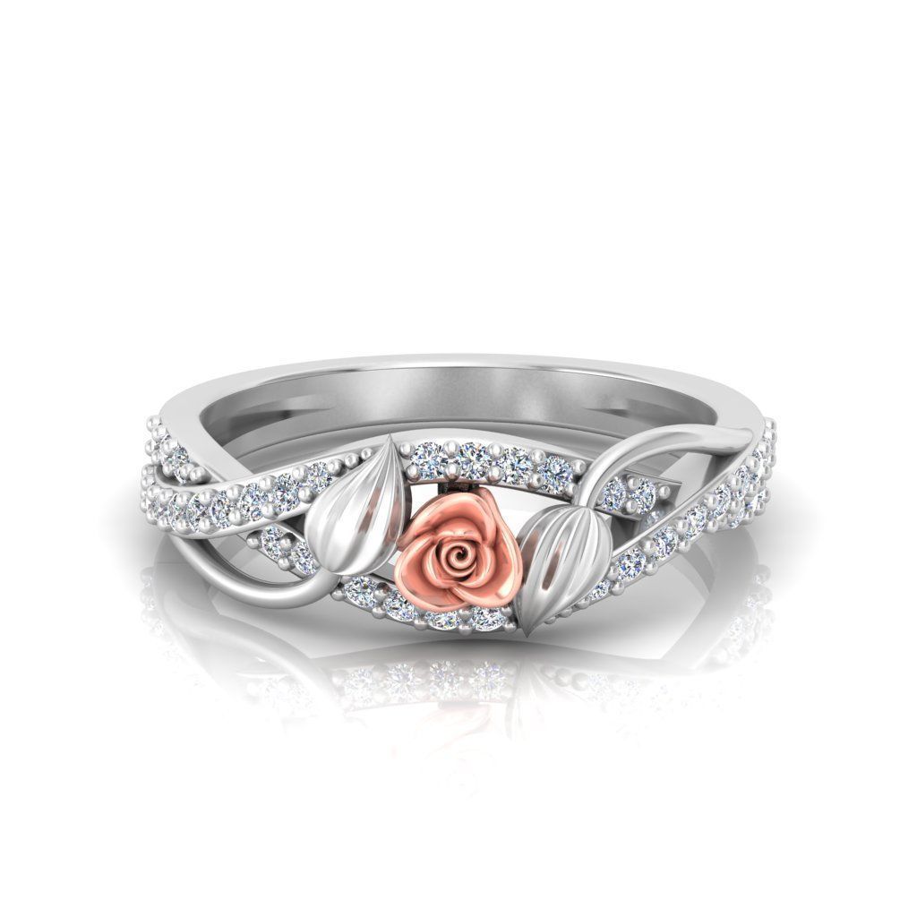 Diamond Rose Ring RG14 3D print model_1
