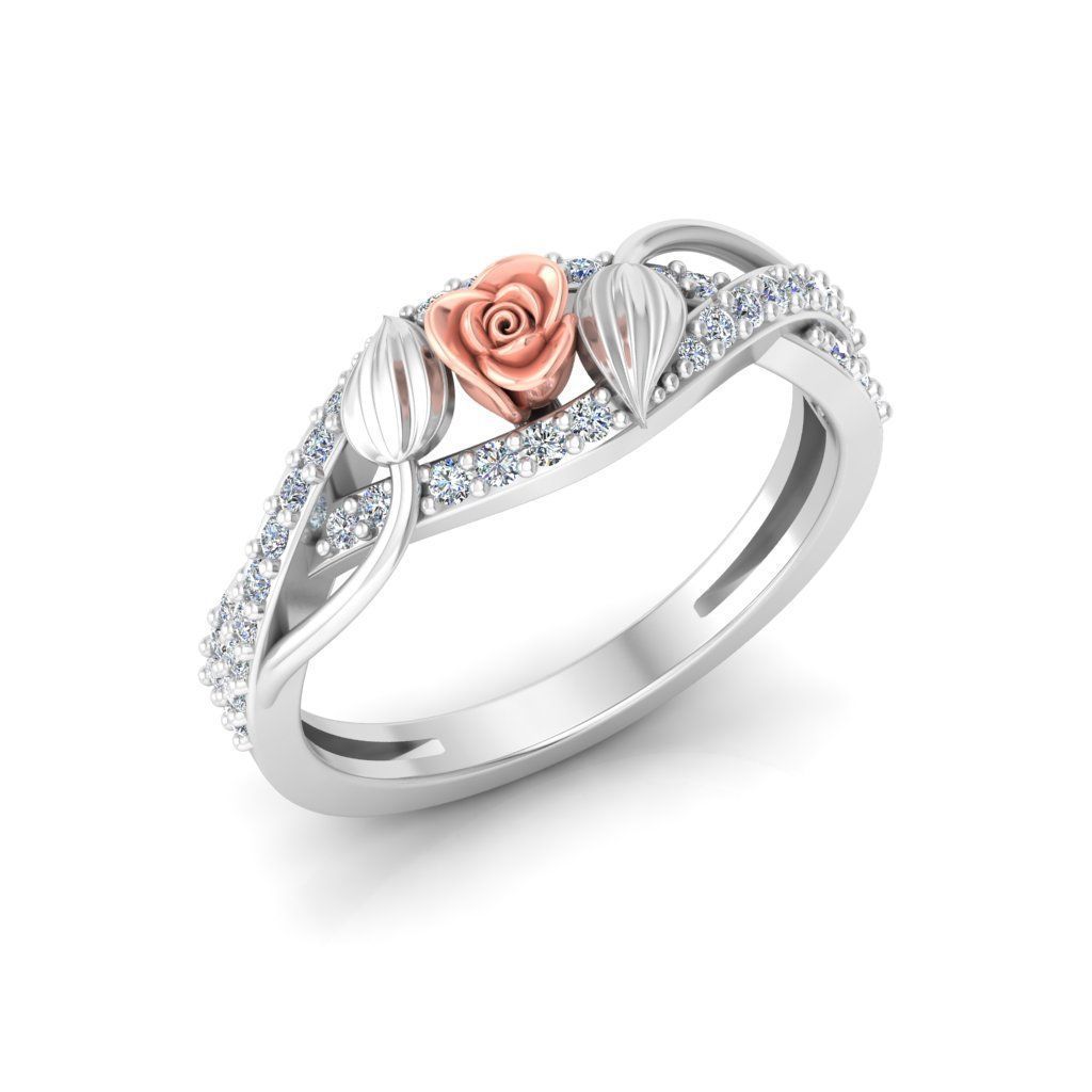 Diamond Rose Ring RG14 3D print model_8