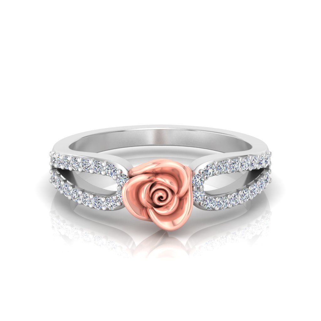 Diamond Rose Ring RG15 3D print model_1