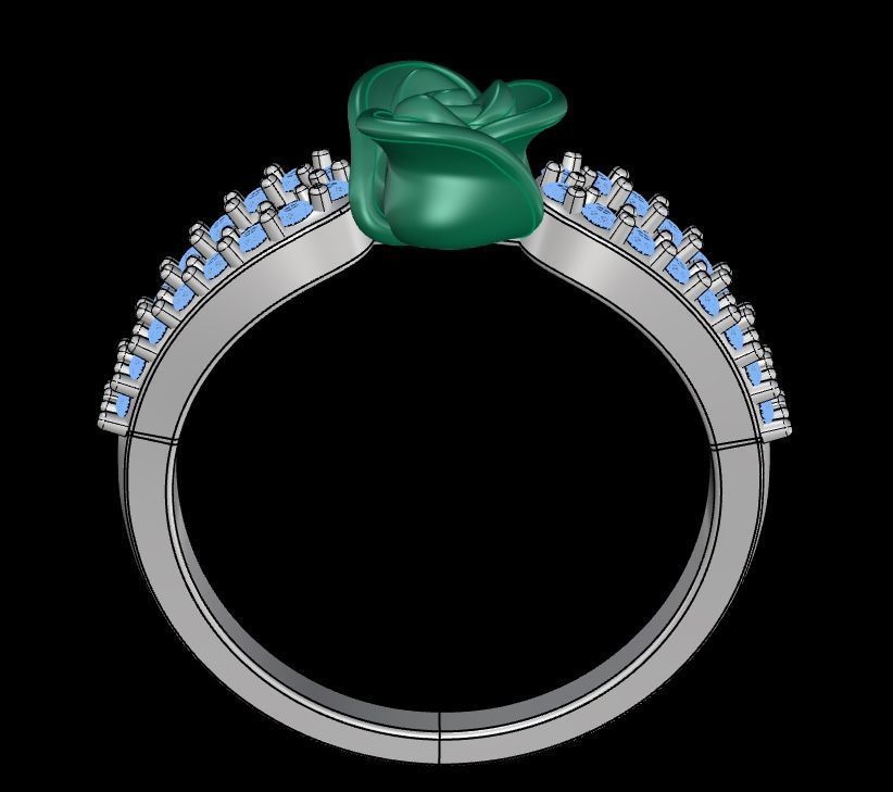 Diamond Rose Ring RG15 3D print model_8