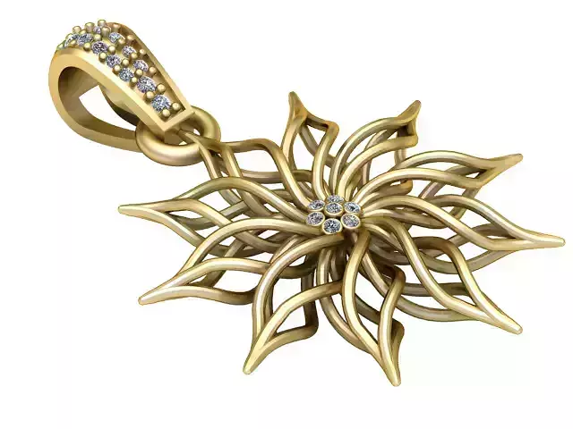 FLOWER GOLDEN PENDANT 3D PRINTABLE MODEL 
