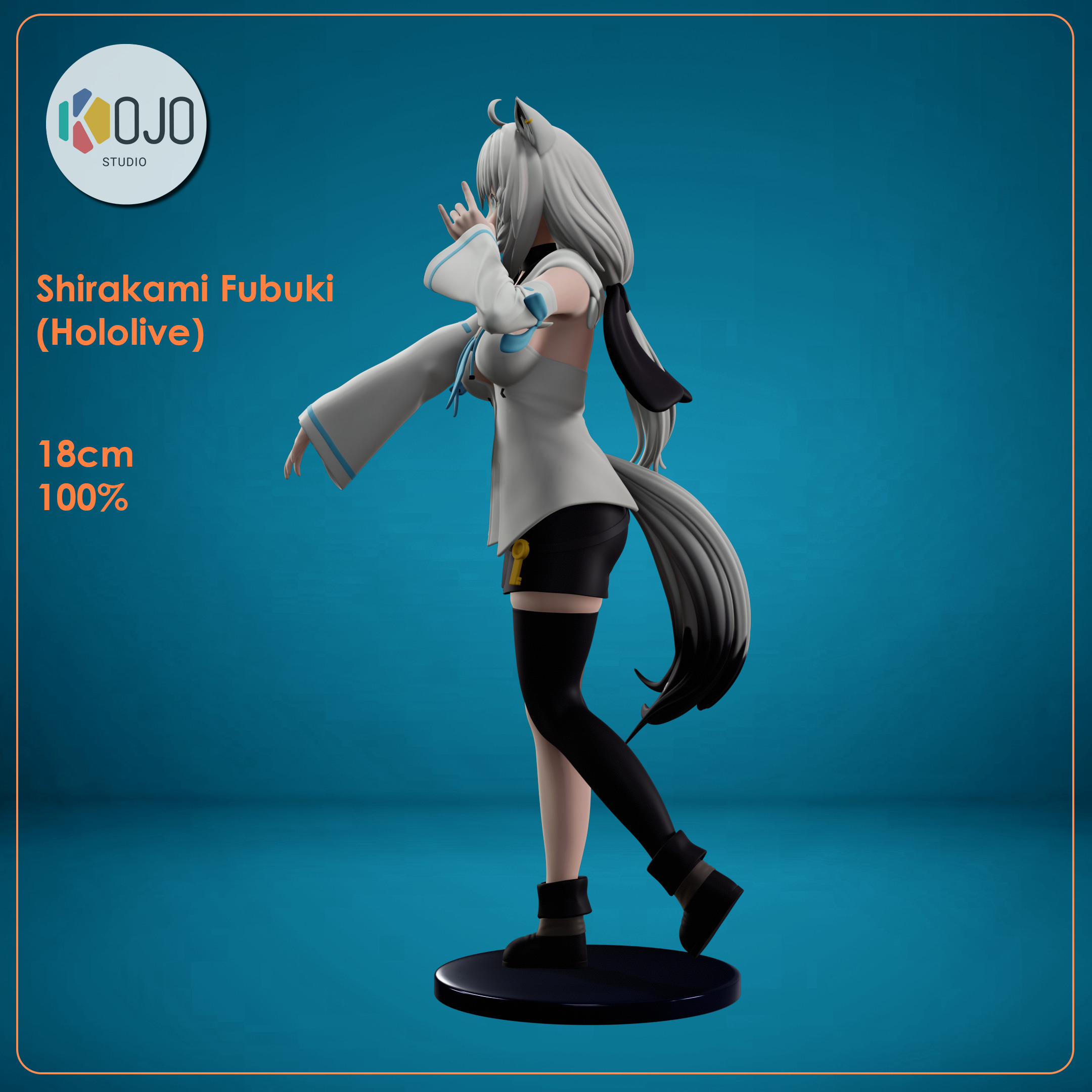 Shirakami Fubuki - Hololive Vtuber Figure for 3D printing 3D print model_4