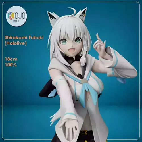 Shirakami Fubuki - Hololive Vtuber Figure for 3D printing 3D print model Shirakami Fubuki - Hololive Vtuber Figure for 3D printing 3D print model