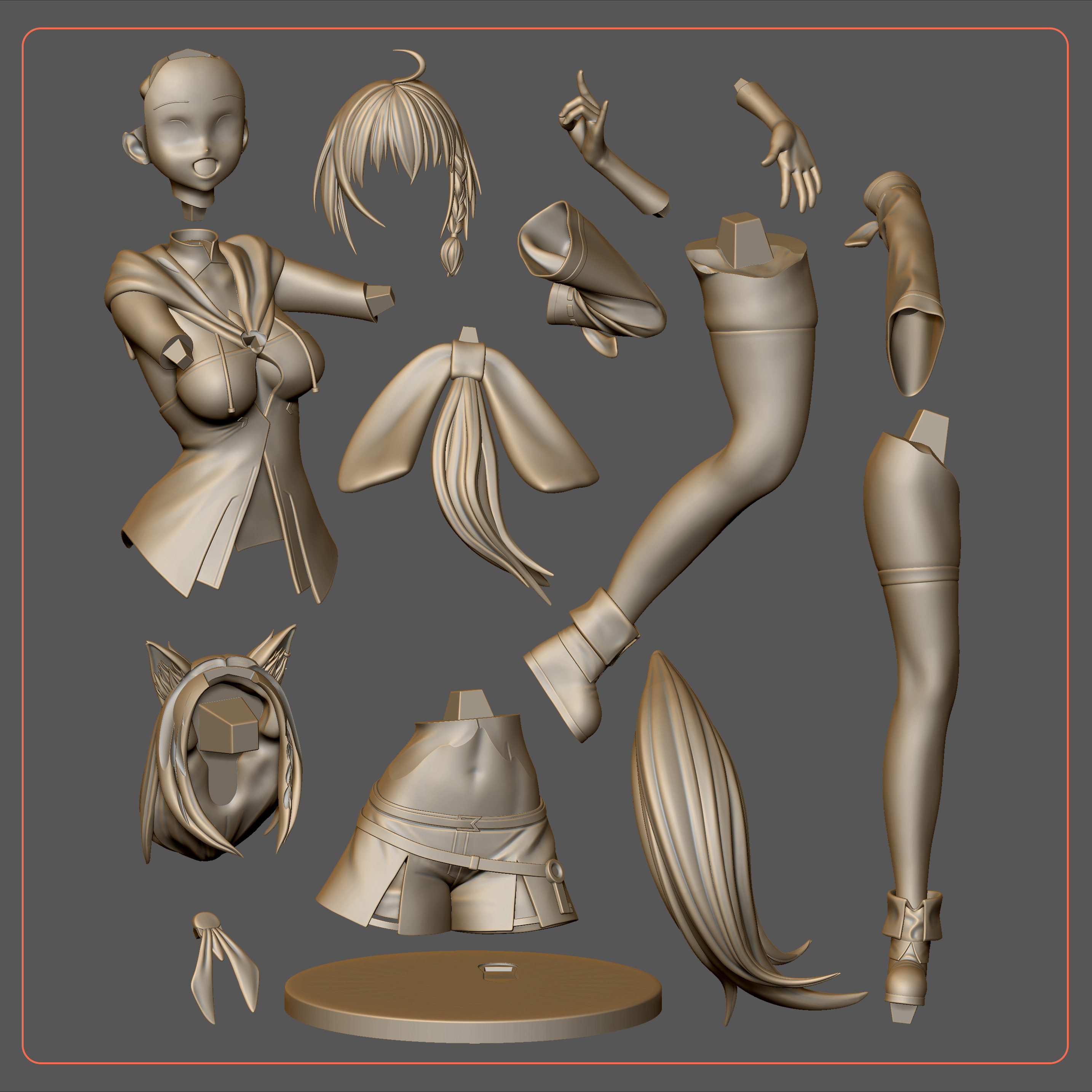 Shirakami Fubuki - Hololive Vtuber Figure for 3D printing 3D print model_6