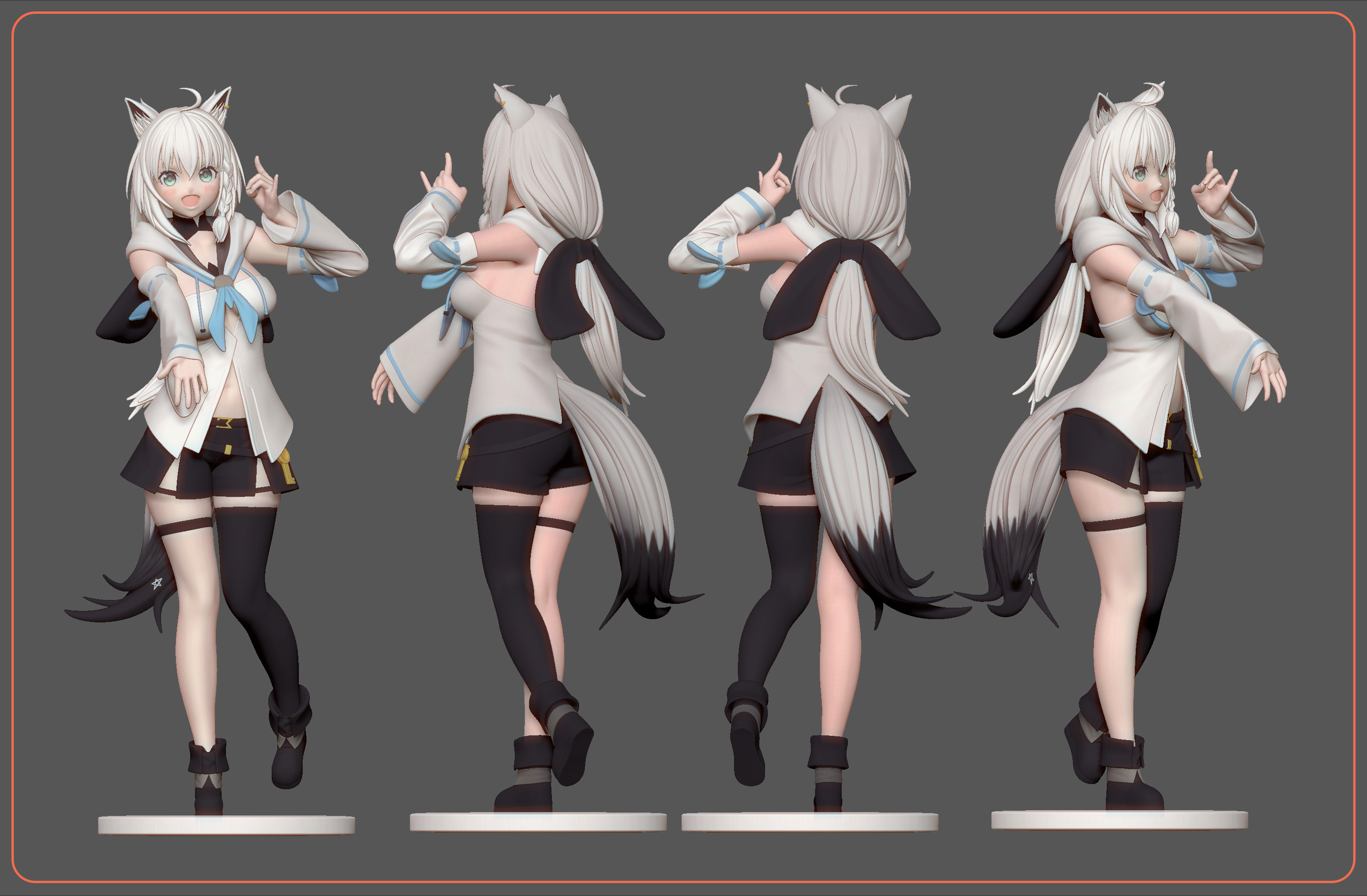 Shirakami Fubuki - Hololive Vtuber Figure for 3D printing 3D print model_5