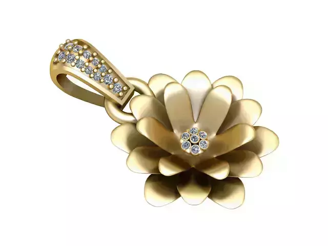 DHALIA GENUS FLOWER PENDANT 3D ORINTABLE MODEL 