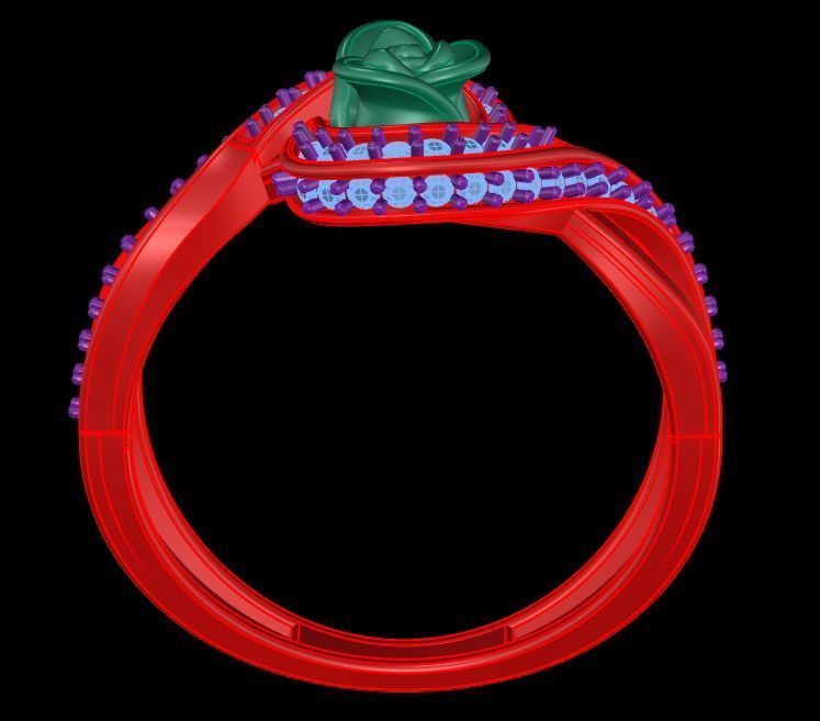 Diamond Rose Ring RG16 3D print model_10