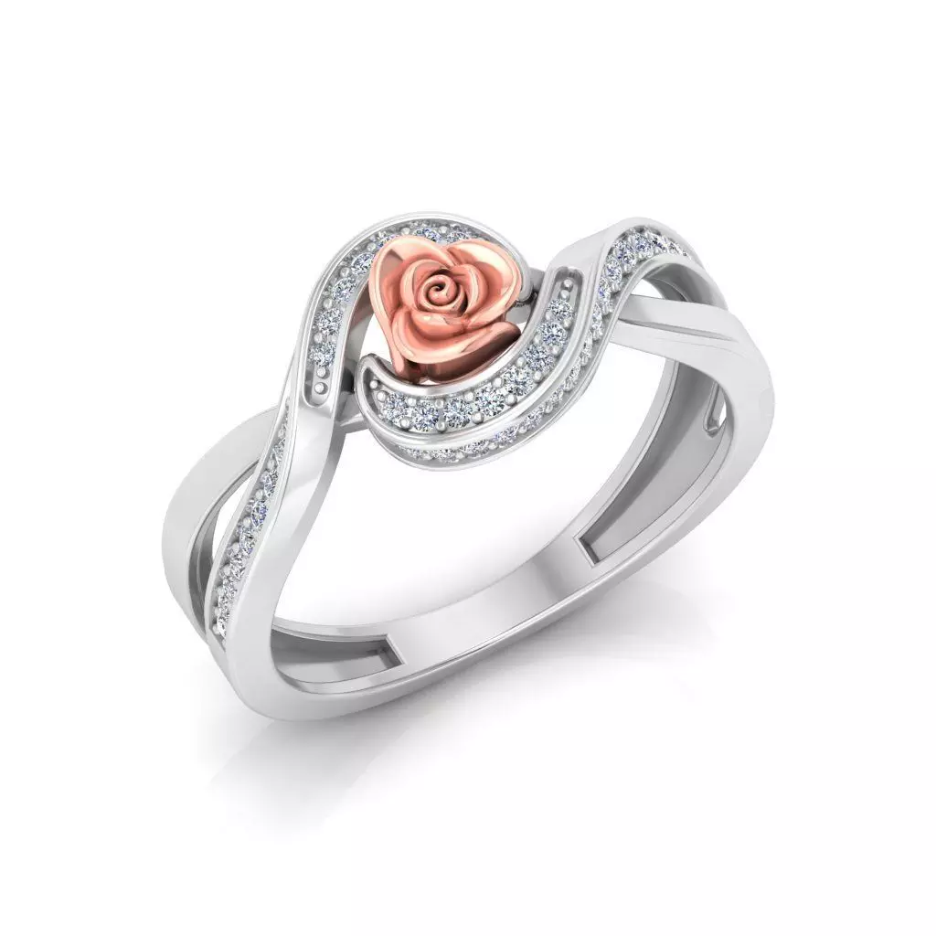 Diamond Rose Ring RG16 3D print model_0
