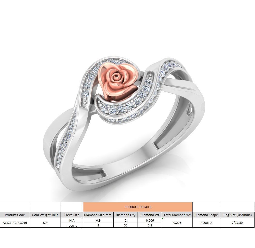 Diamond Rose Ring RG16 3D print model_5