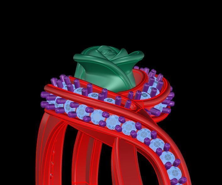 Diamond Rose Ring RG16 3D print model_8