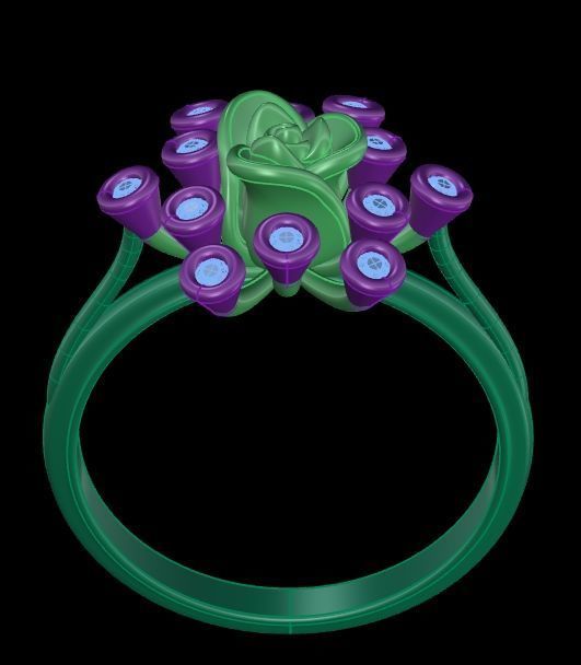 Diamond Rose Ring RG17 3D print model_10