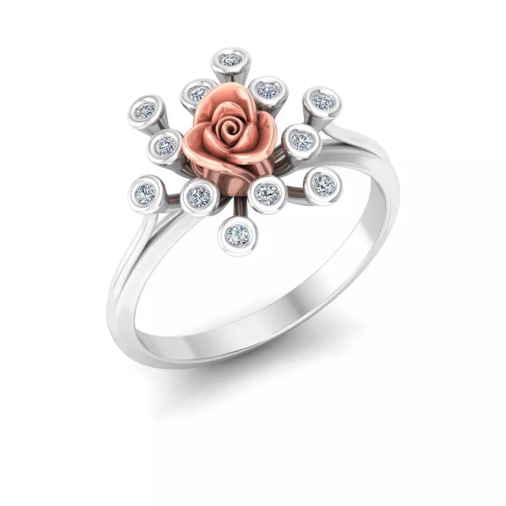 Diamond Rose Ring RG17 3D print model_0