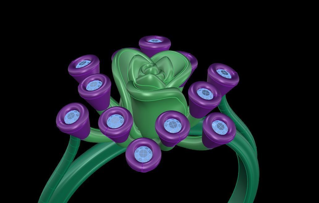 Diamond Rose Ring RG17 3D print model_8