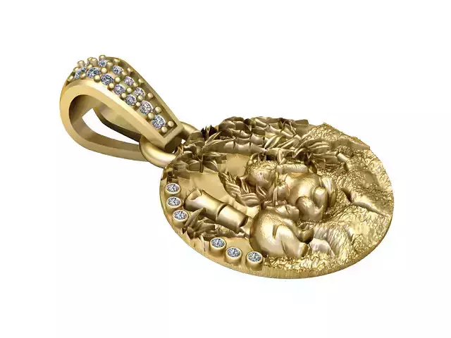 GOLDEN PANDA QUEEN PENDANT 3D PRINTABLE MODEL 