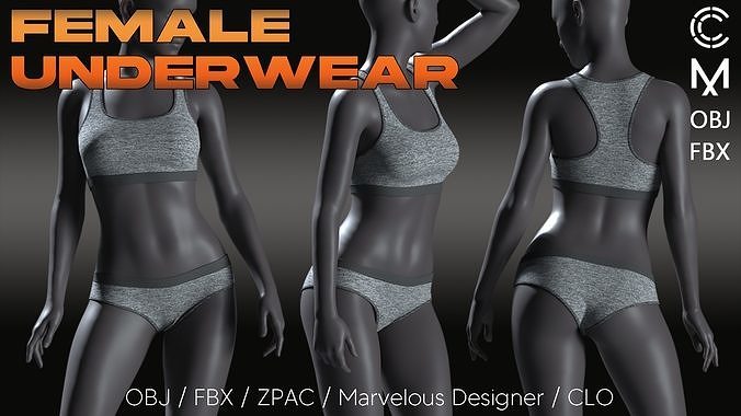 Womens Basic Underwear 03 3D model