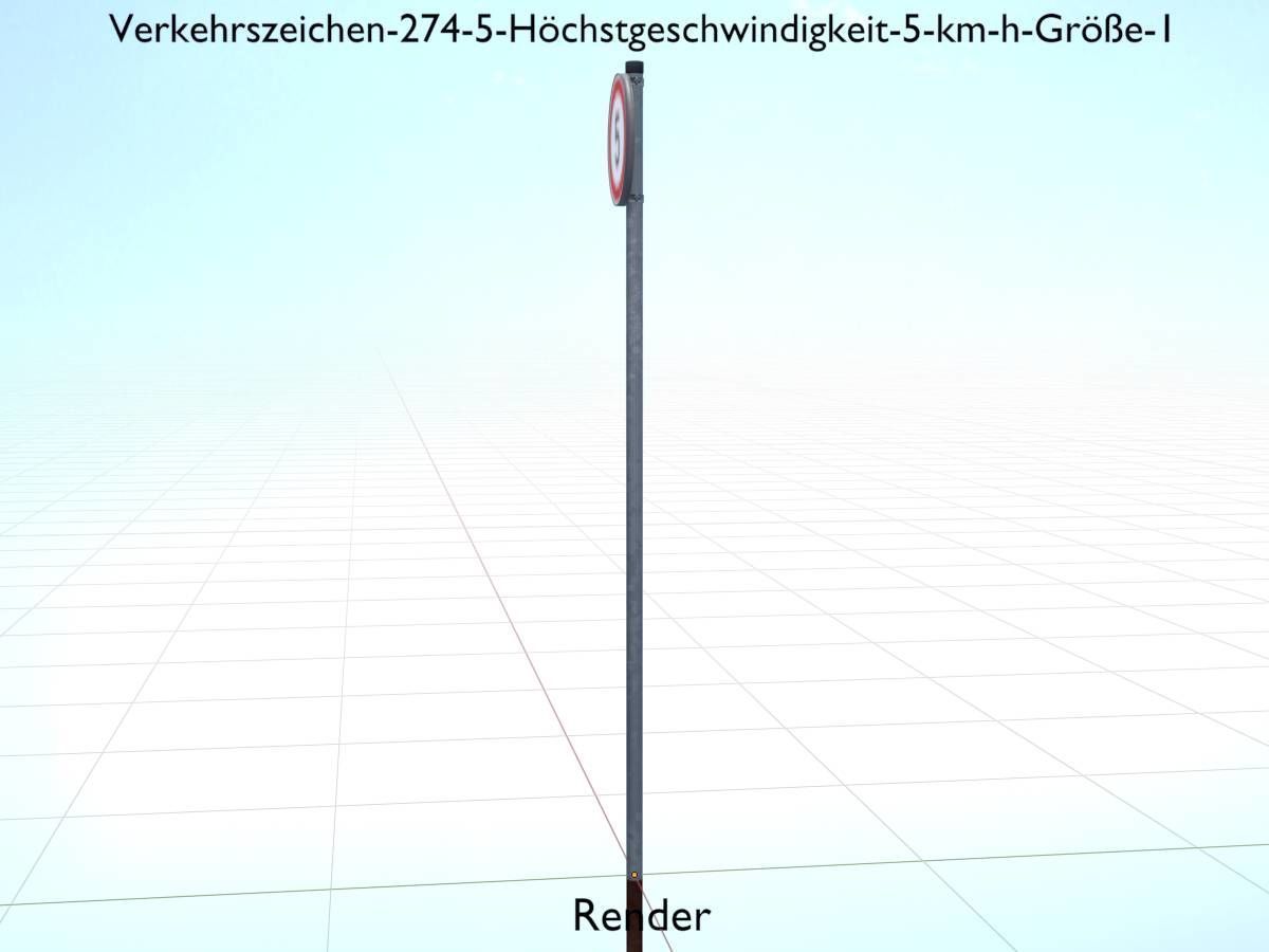 Traffic sign 274-5 Speed limit 5 km h Size 1 Low-poly 3D model_18