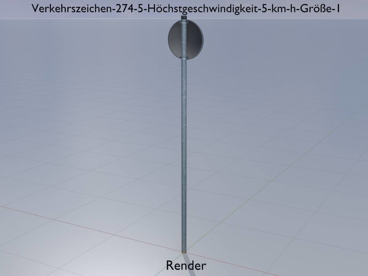 Traffic sign 274-5 Speed limit 5 km h Size 1 Low-poly 3D model_15