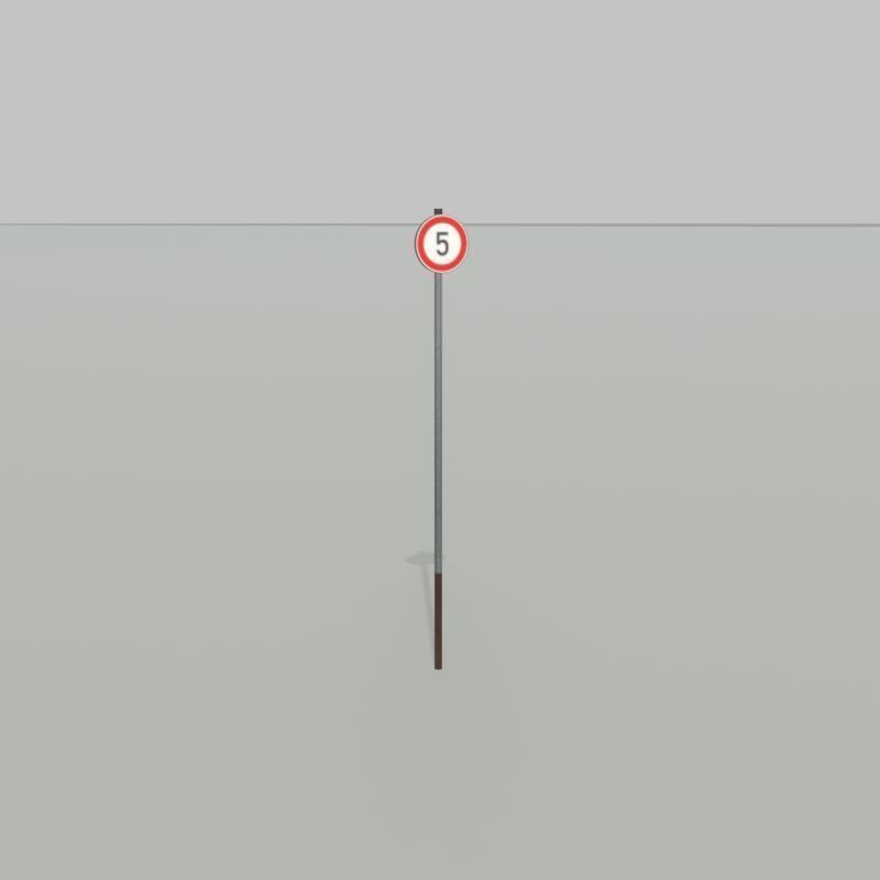 Traffic sign 274-5 Speed limit 5 km h Size 1 Low-poly 3D model_27