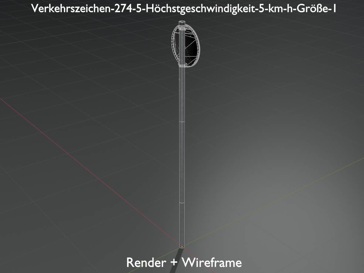 Traffic sign 274-5 Speed limit 5 km h Size 1 Low-poly 3D model_7