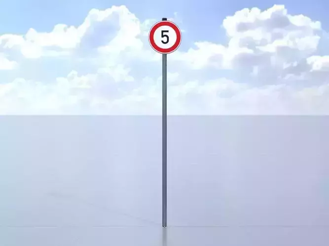 Traffic sign 274-5 Speed limit 5 km h Size 1 Low-poly 3D model