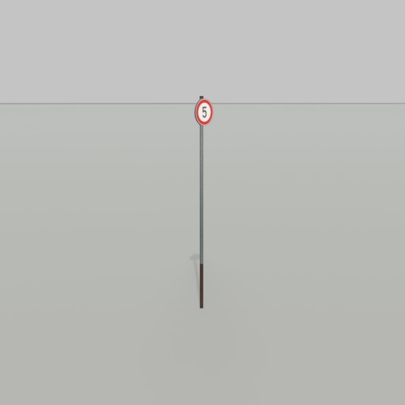 Traffic sign 274-5 Speed limit 5 km h Size 1 Low-poly 3D model_26